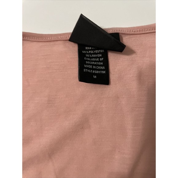 Liv Los Angeles Medium Tie Top Puff Sleeve M Pink Crop Top - Picture 4 of 10